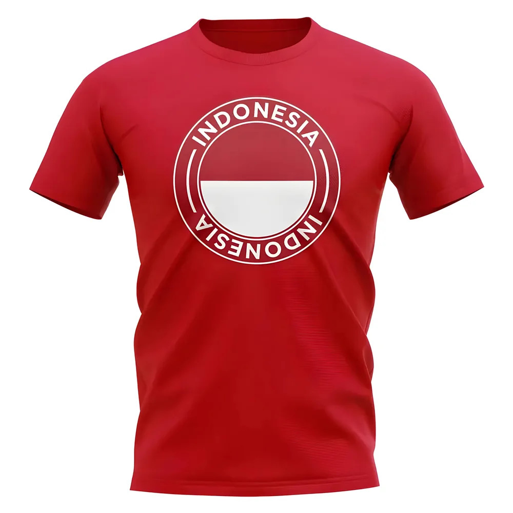 Indonesia Football Badge T-Shirt (Red) Polyester Uksoccershop Men's Red Large
