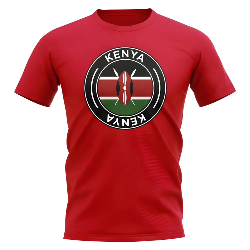 Kenya Football Badge T-Shirt (Red) Polyester Uksoccershop Men's Red Extra Small