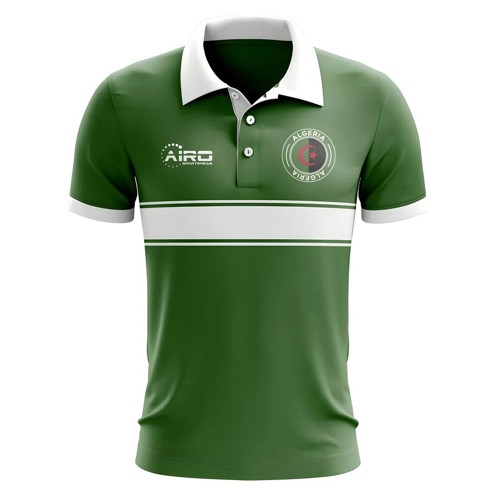 Algeria Concept Stripe Polo Shirt (Green) Polyester Made By: Airo Sportswear Men's Green Xxl