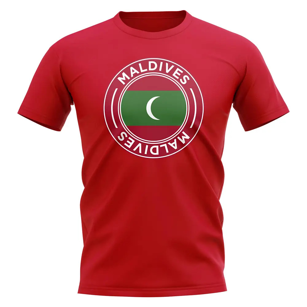 Maldives Football Badge T-Shirt (Red) Polyester Uksoccershop Men's Red Extra Large