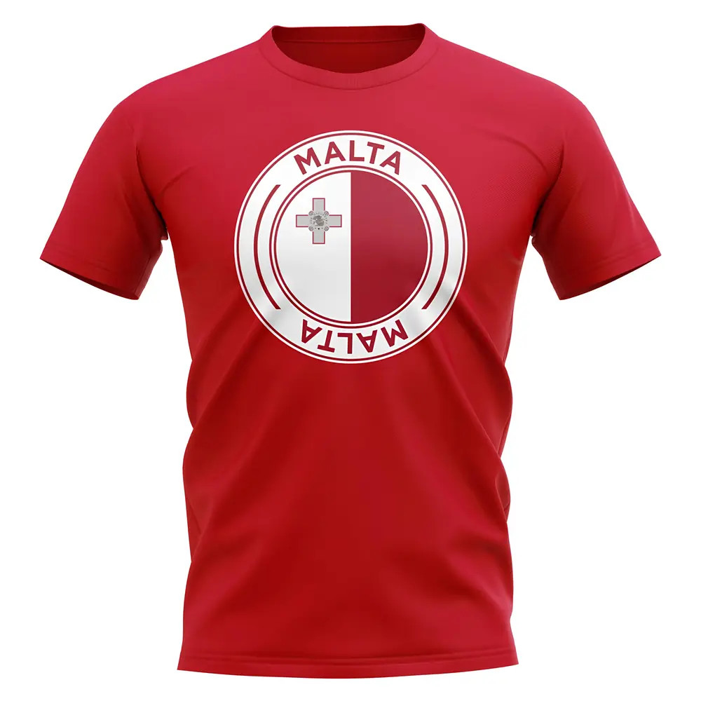 Malta Football Badge T-Shirt (Red) Polyester Uksoccershop Men's Red Xxl
