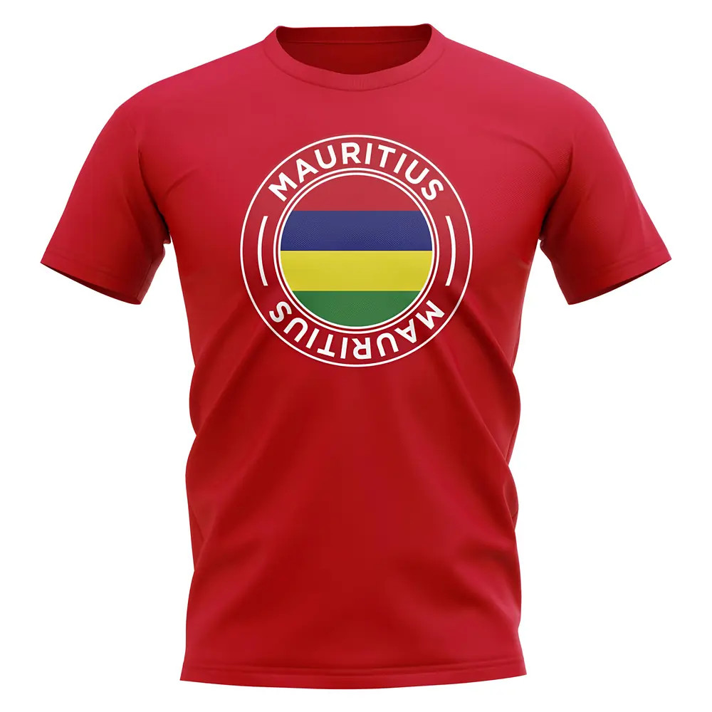 Mauritius Football Badge T-Shirt (Red) Polyester Uksoccershop Men's Red Xxl