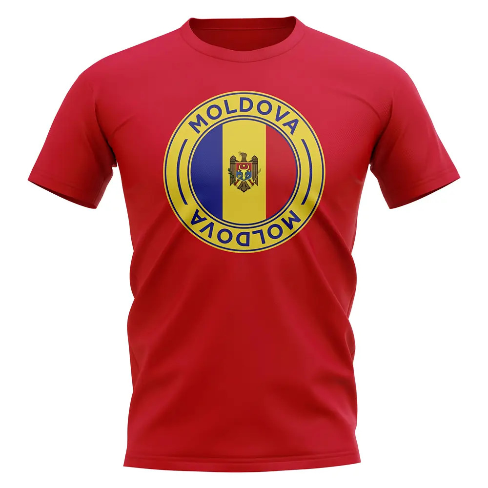 Moldova Football Badge T-Shirt (Red) Polyester Uksoccershop Men's Red Xxl