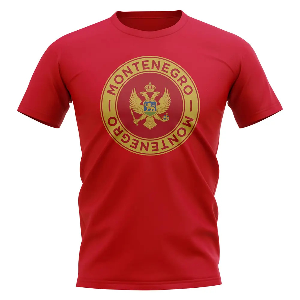 Montenegro Football Badge T-Shirt (Red) Polyester Uksoccershop Men's Red Xxl