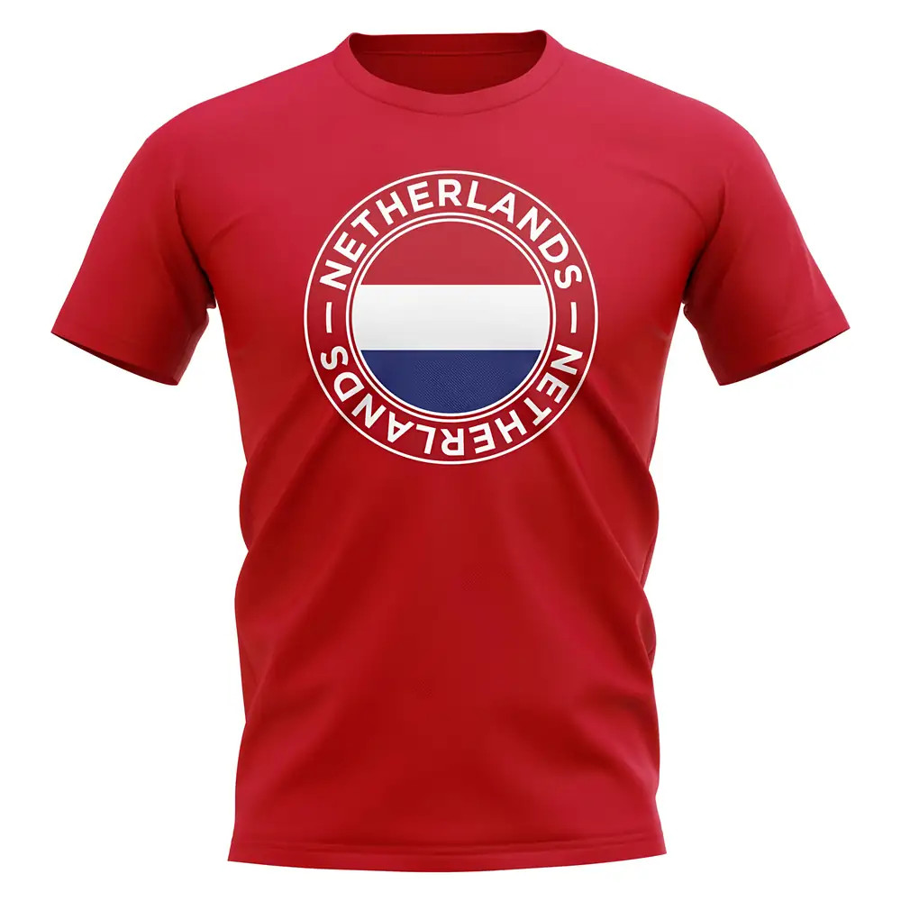 Netherlands Football Badge T-Shirt (Red) Polyester Newcastle Uksoccershop Men's Red Xxl