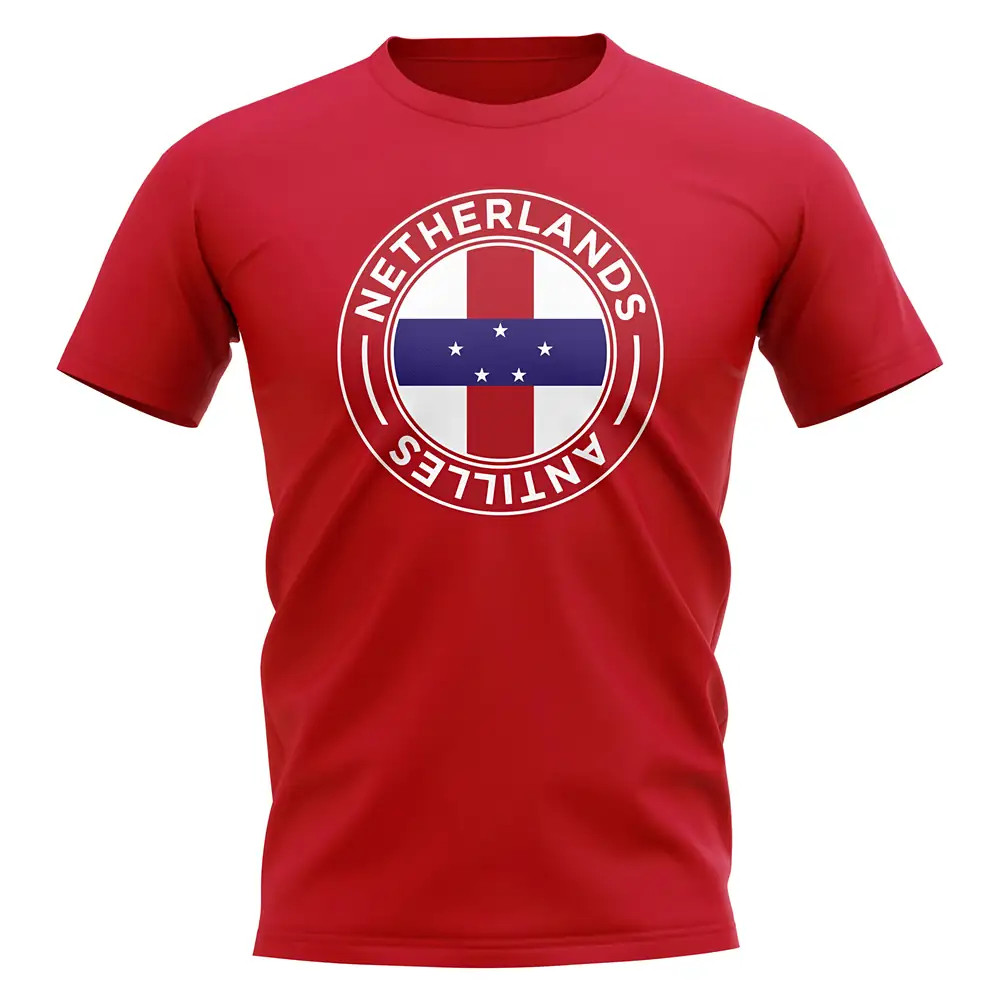 Netherlands Antilles Football Badge T-Shirt (Red) Polyester Uksoccershop Men's Red Extra Small