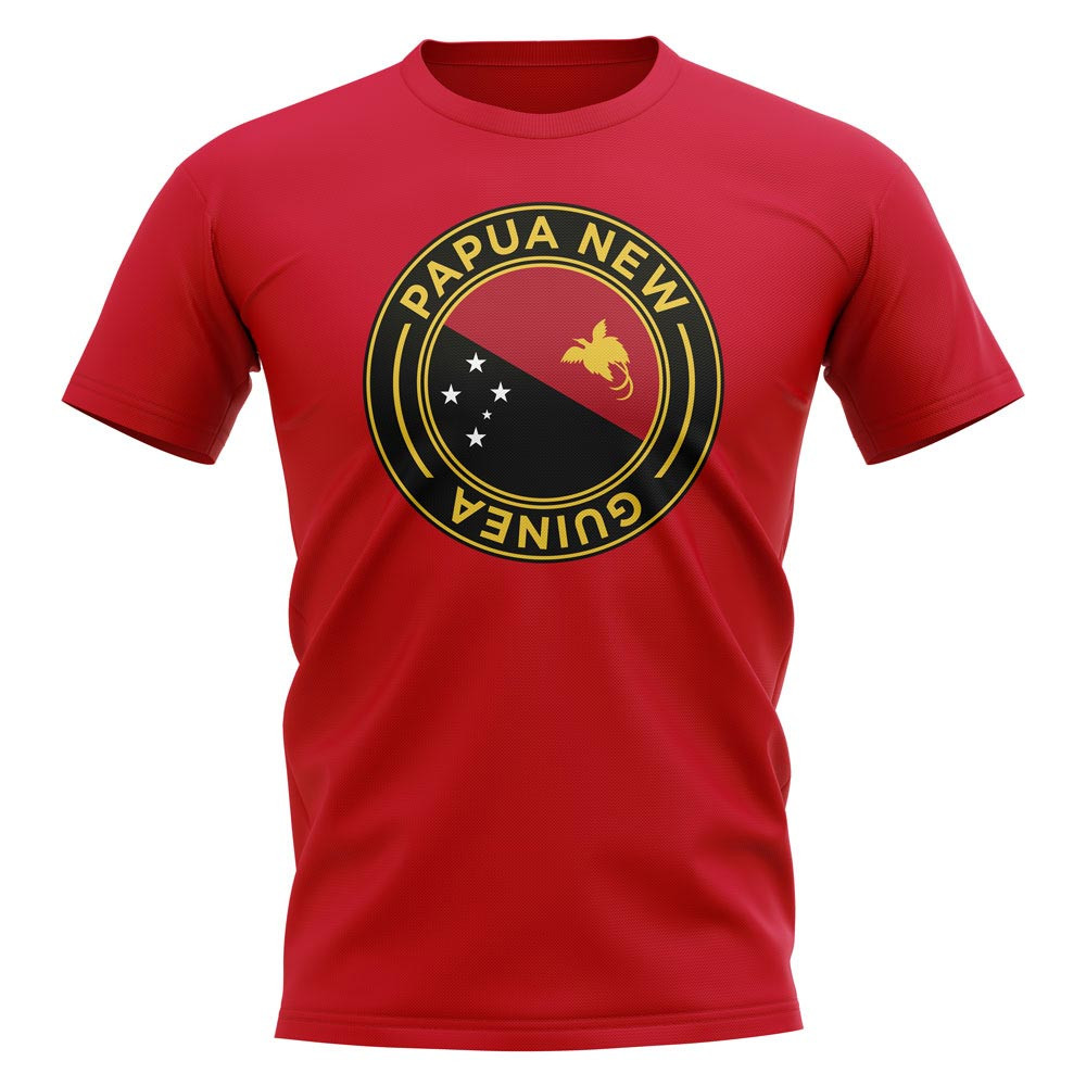 Papa New Guinea Football Badge T-Shirt (Red) Polyester Uksoccershop Men's Red Medium