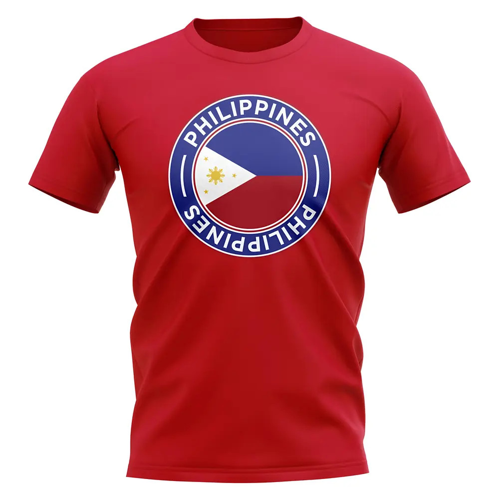 Philippines Football Badge T-Shirt (Red) Polyester Uksoccershop Men's Red Large