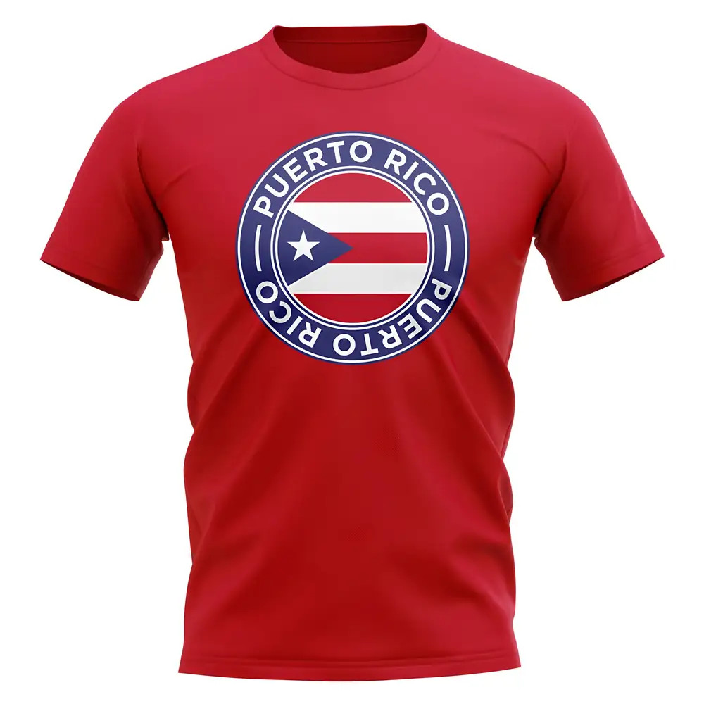 Puerto Rico Football Badge T-Shirt (Red) Polyester Uksoccershop Men's Red Xxl