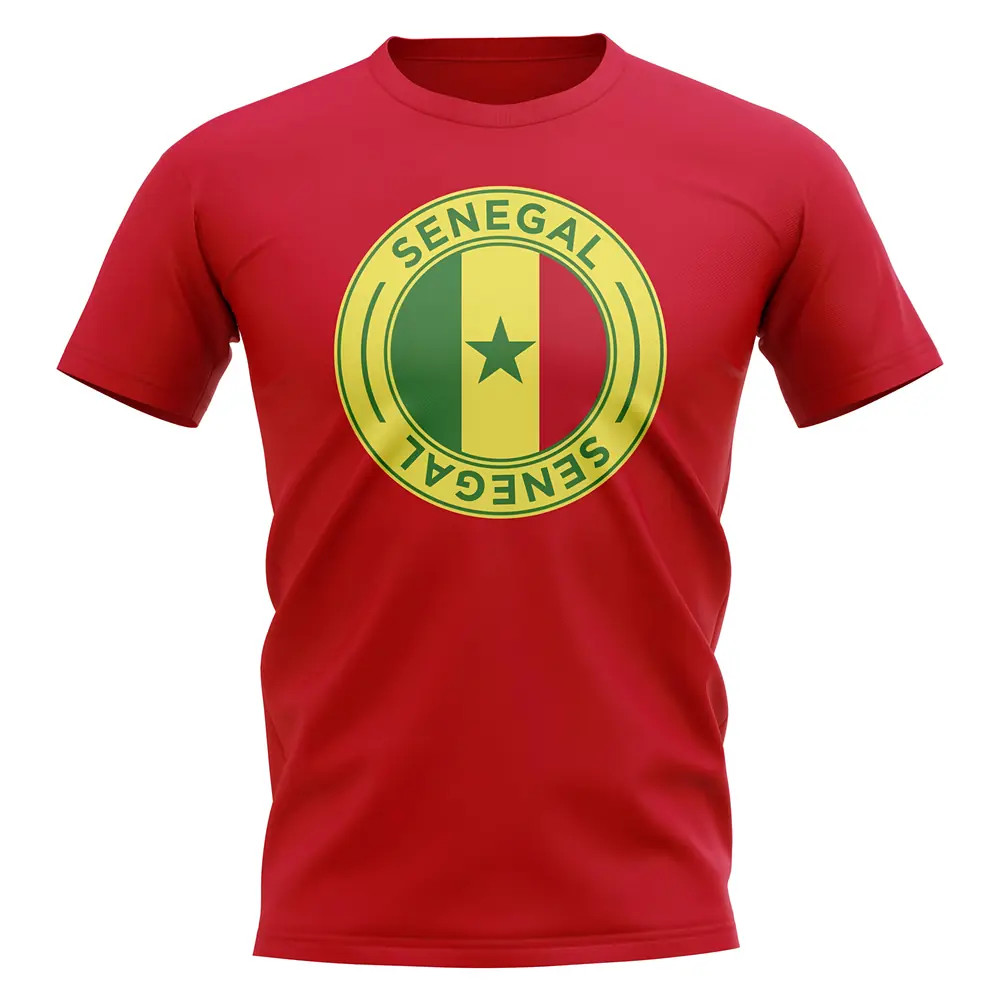 Senegal Football Badge T-Shirt (Red) Polyester Uksoccershop Men's Red Medium