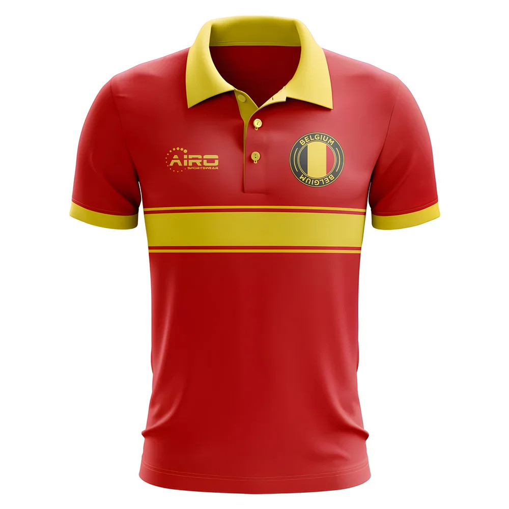 Belgium Concept Stripe Polo Shirt (Red) Polyester Made By: Airo Sportswear Men's Red 3XL