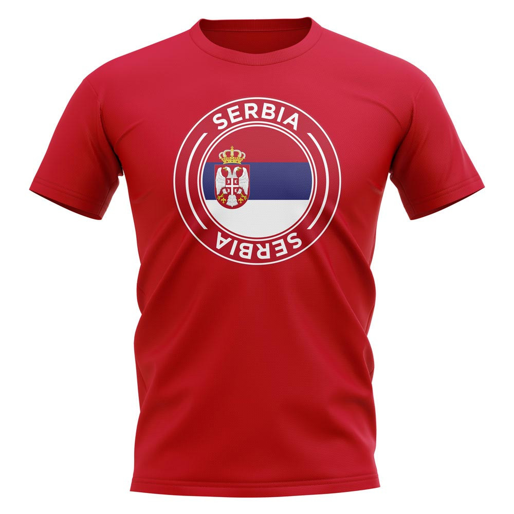 Serbia Football Badge T-Shirt (Red) Polyester Uksoccershop Men's Red Xxl