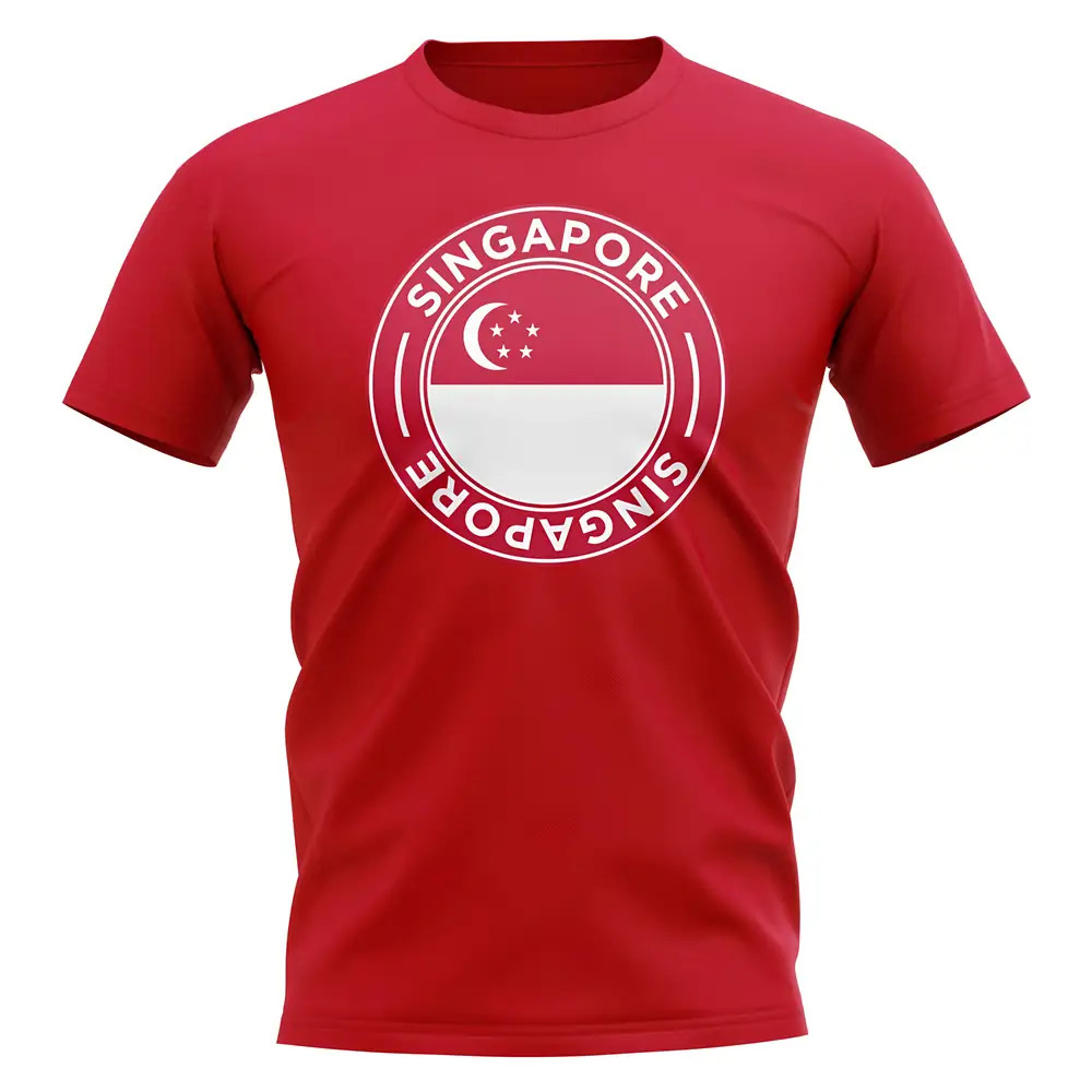 Singapore Football Badge T-Shirt (Red) Polyester Uksoccershop Men's Red Extra Large