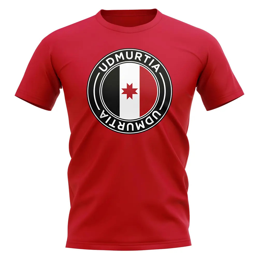 Udmurtia Football Badge T-Shirt (Red) Polyester Newcastle Uksoccershop Men's Red Extra Large