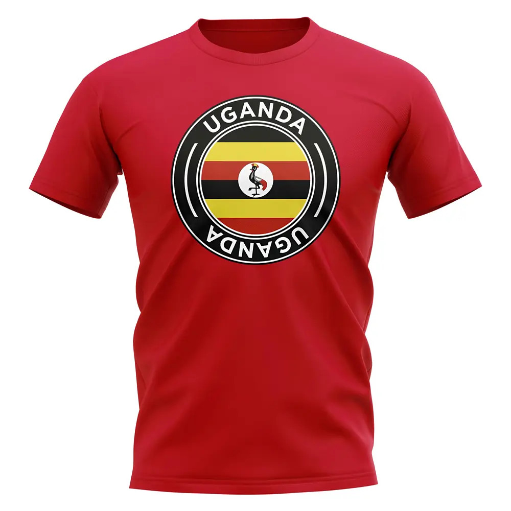 Uganda Football Badge T-Shirt (Red) Polyester Uksoccershop Men's Red Large