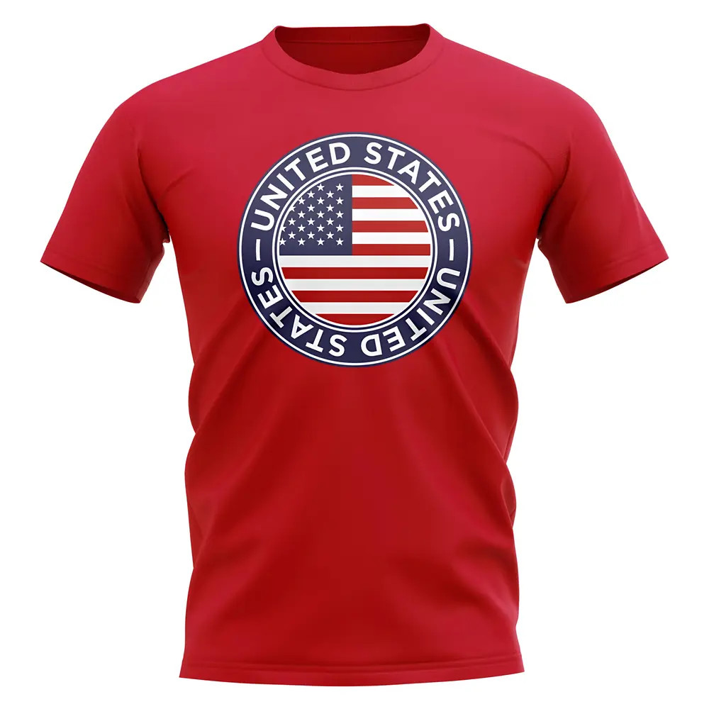 Usa Football Badge T-Shirt (Red) Polyester Uksoccershop Men's Red Medium
