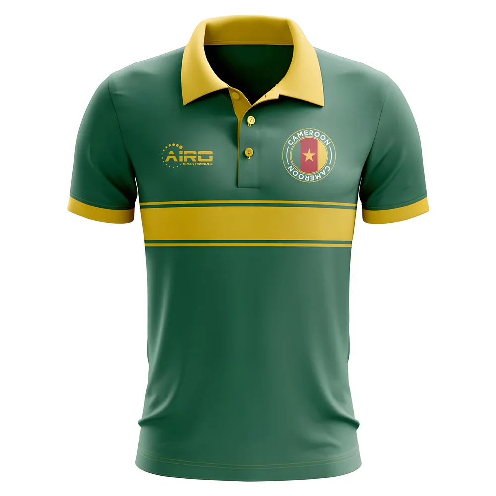Cameroon Concept Stripe Polo Shirt (Green) Polyester Made By: Airo Sportswear Men's Green 4XL