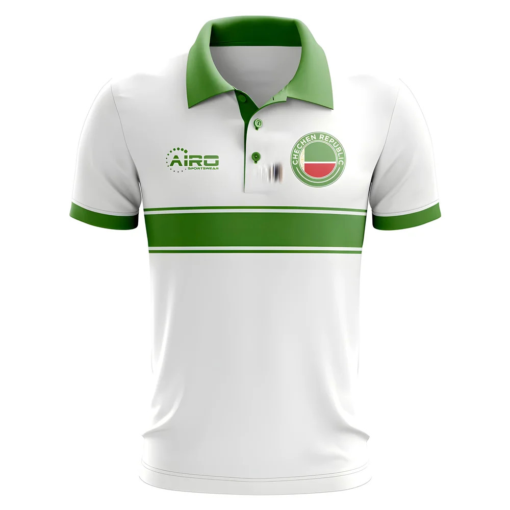 Chechen Republic Concept Stripe Polo Shirt (White) Polyester Psg Made By: Airo Sportswear Men's White 4XL