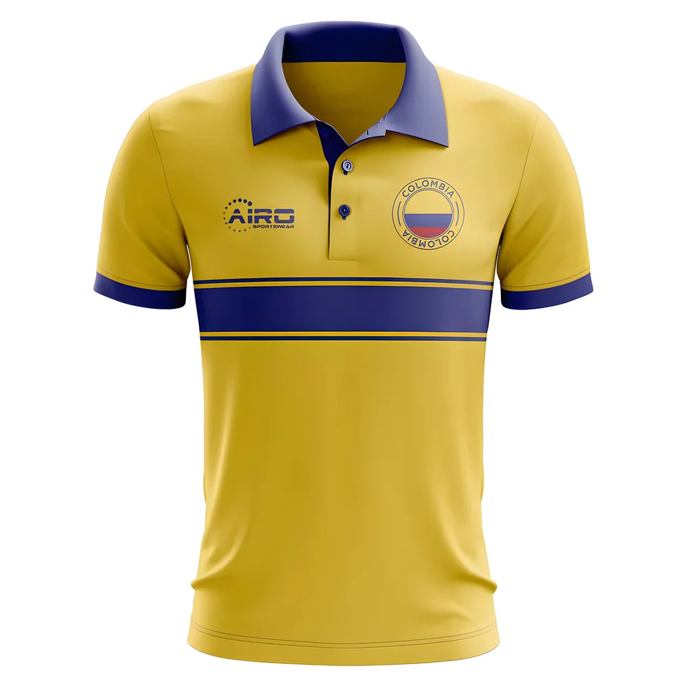 Colombia Concept Stripe Polo Shirt (Yellow) Polyester Made By: Airo Sportswear Men's Yellow 4XL