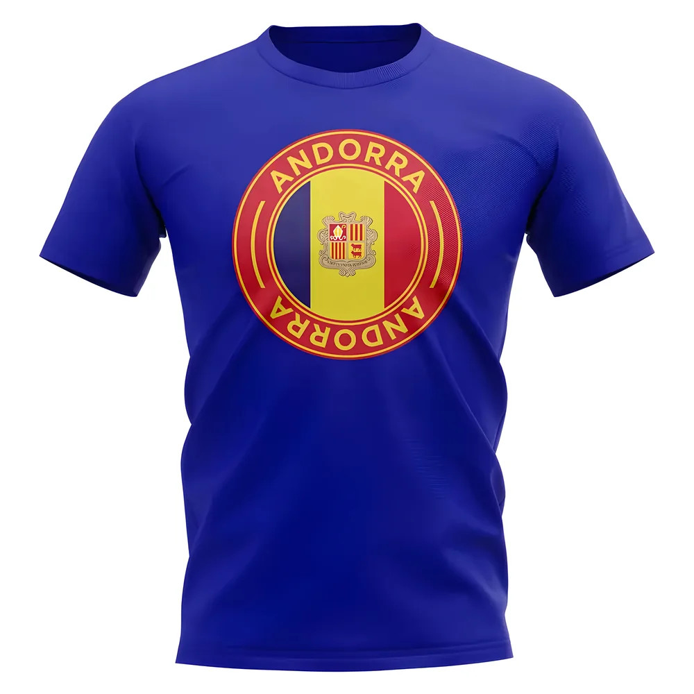 Andorra Football Badge T-Shirt (Royal) Polyester Uksoccershop Men's Blue Extra Small