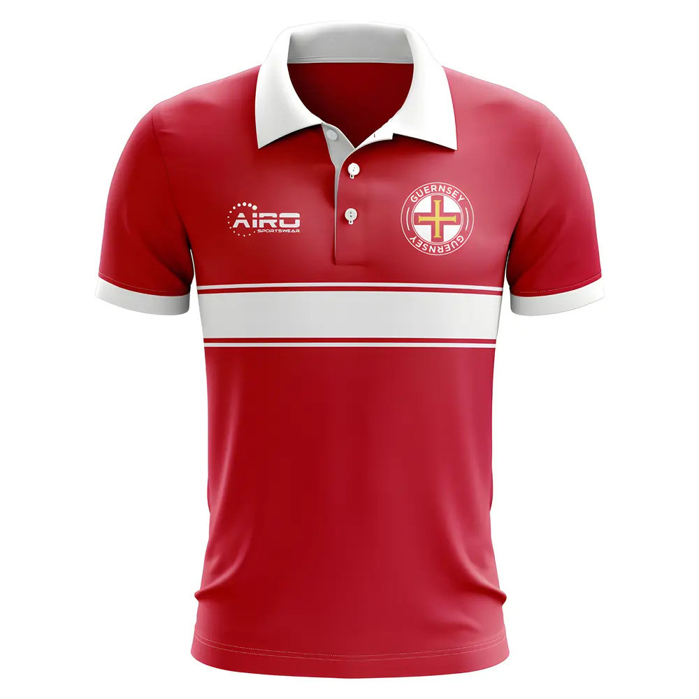 Guernsey Concept Stripe Polo Shirt (Red) Polyester Psg Made By: Airo Sportswear Men's Red 5XL
