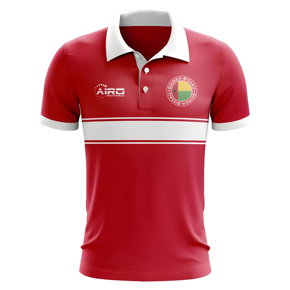 Guinea Bissau Concept Stripe Polo Shirt (Red) Polyester Made By: Airo Sportswear Men's Red 4XL