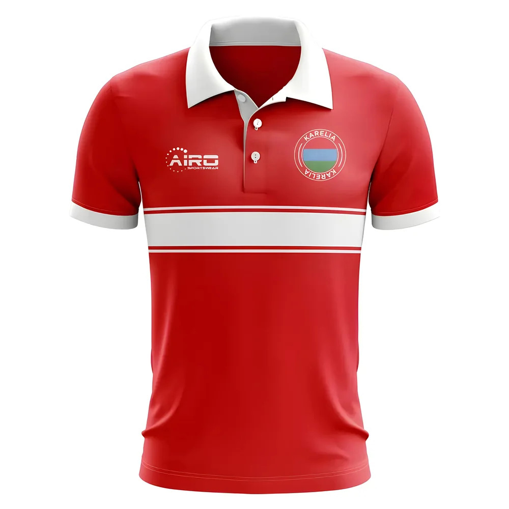 Karelia Concept Stripe Polo Shirt (Red) Polyester Psg Made By: Airo Sportswear Men's Red 5XL