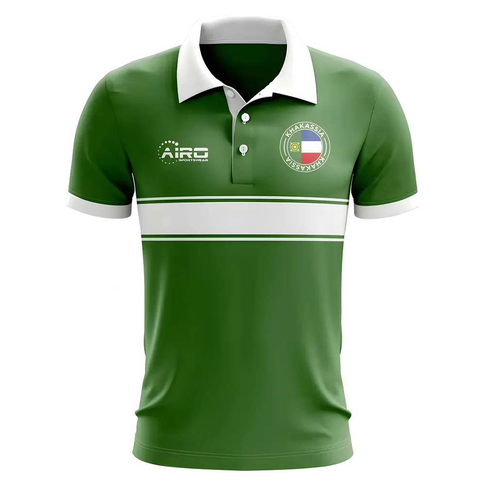 Khakassia Concept Stripe Polo Shirt (Green) Polyester Psg Made By: Airo Sportswear Men's Green 4XL