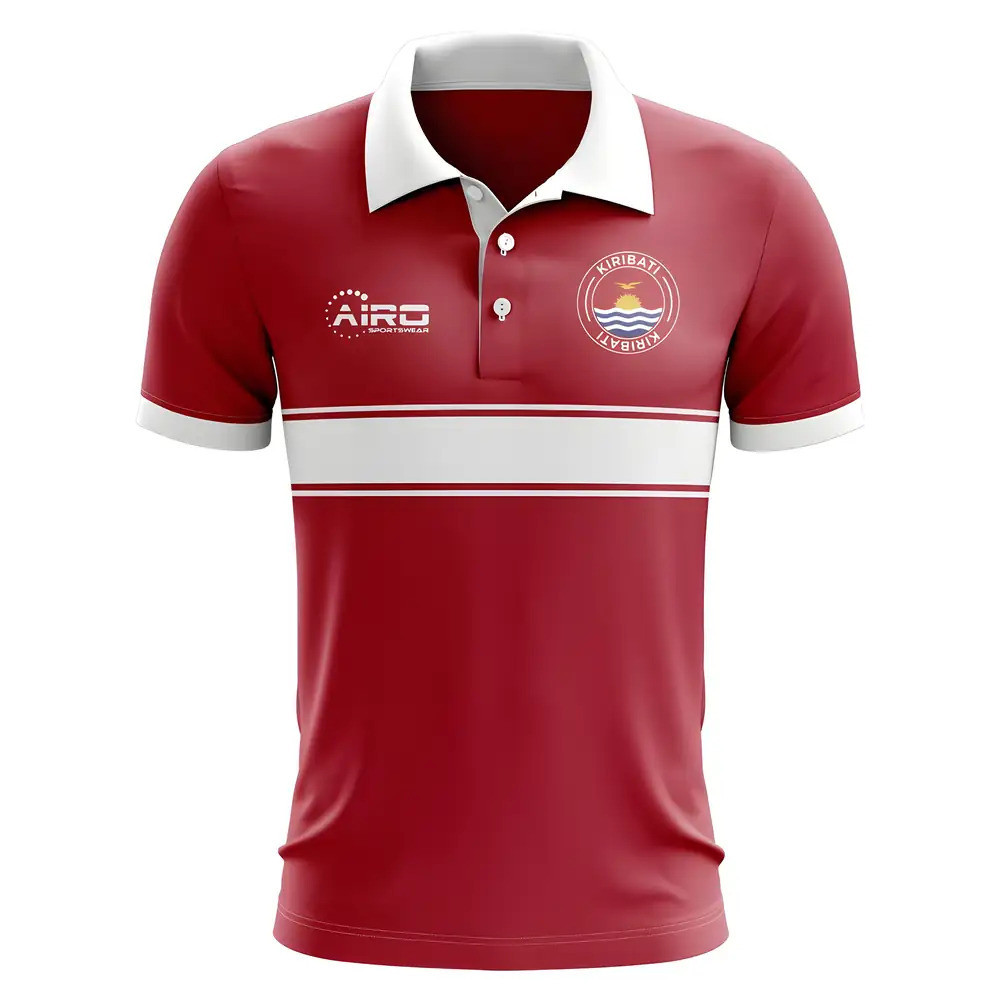 Kiribati Concept Stripe Polo Shirt (Red) Polyester Psg Made By: Airo Sportswear Men's Red 4XL