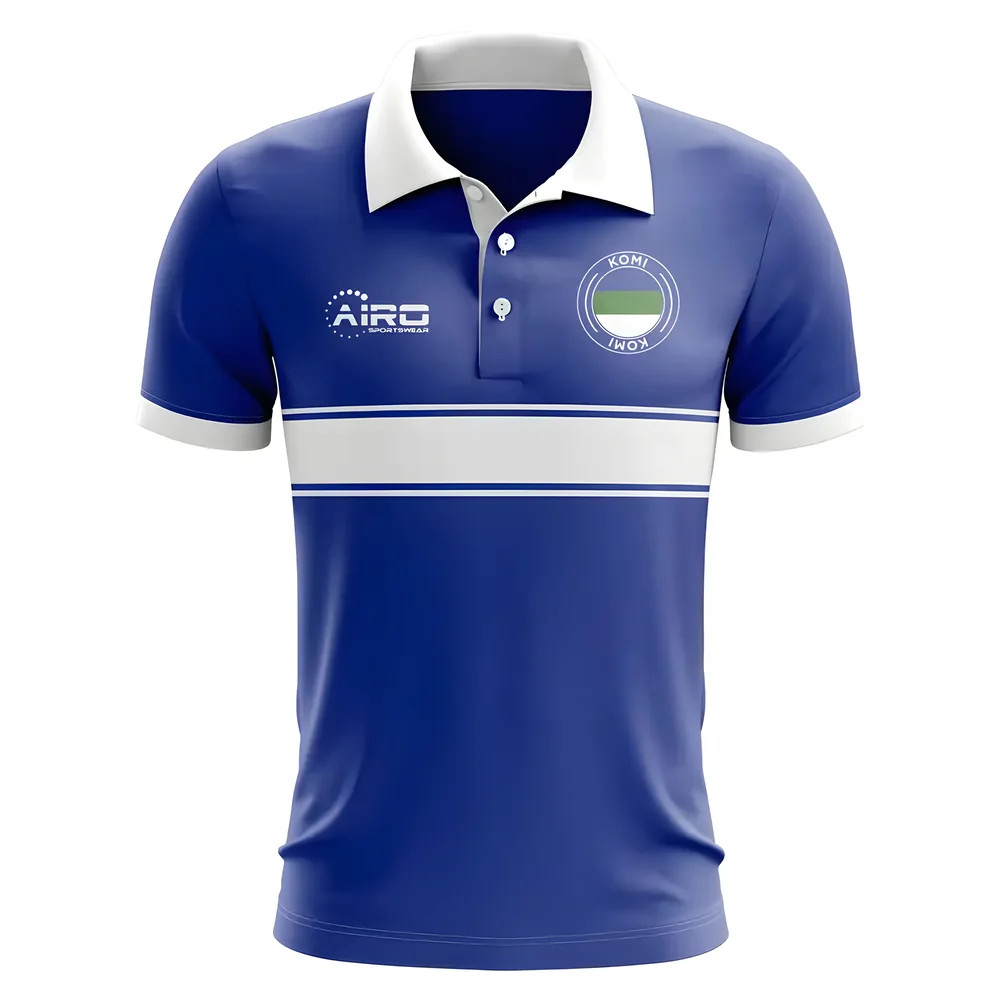 Komi Concept Stripe Polo Shirt (Blue) Polyester Psg Made By: Airo Sportswear Men's Blue 4XL
