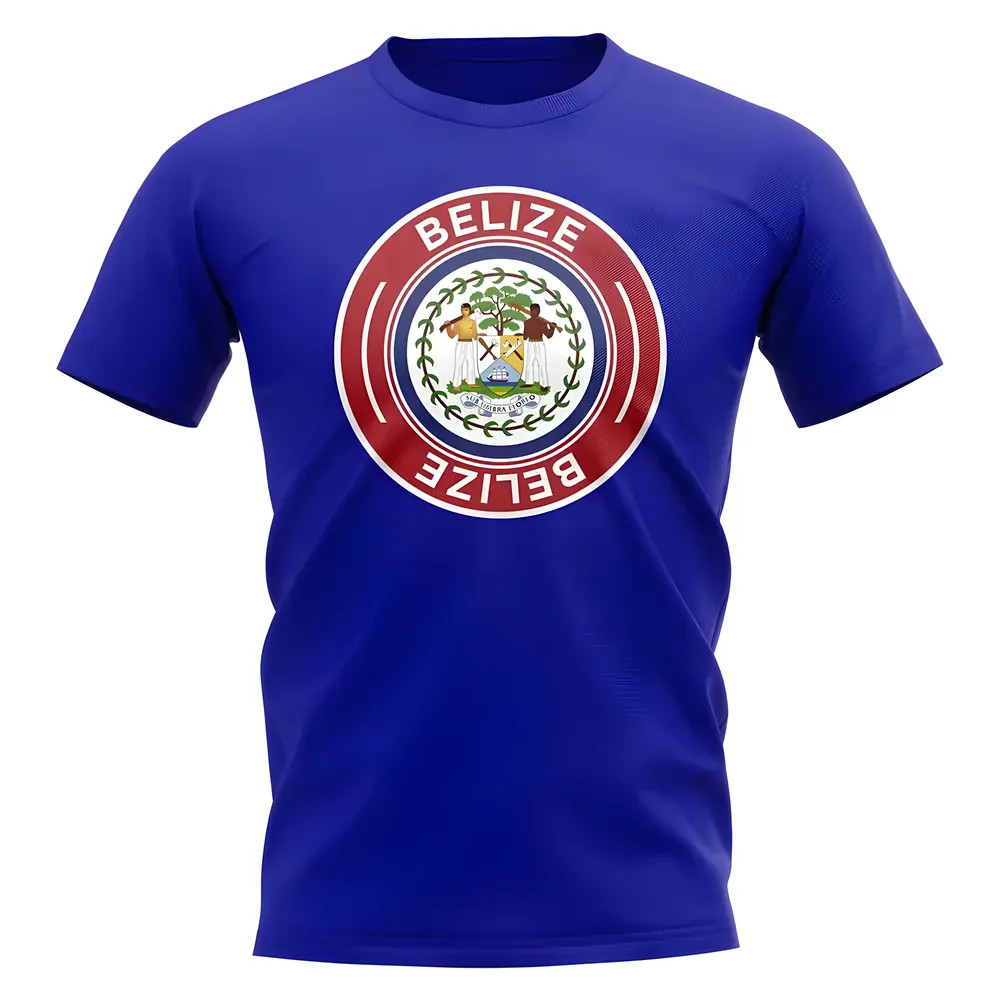 Belize Football Badge T-Shirt (Royal) Polyester Uksoccershop Men's Blue Medium