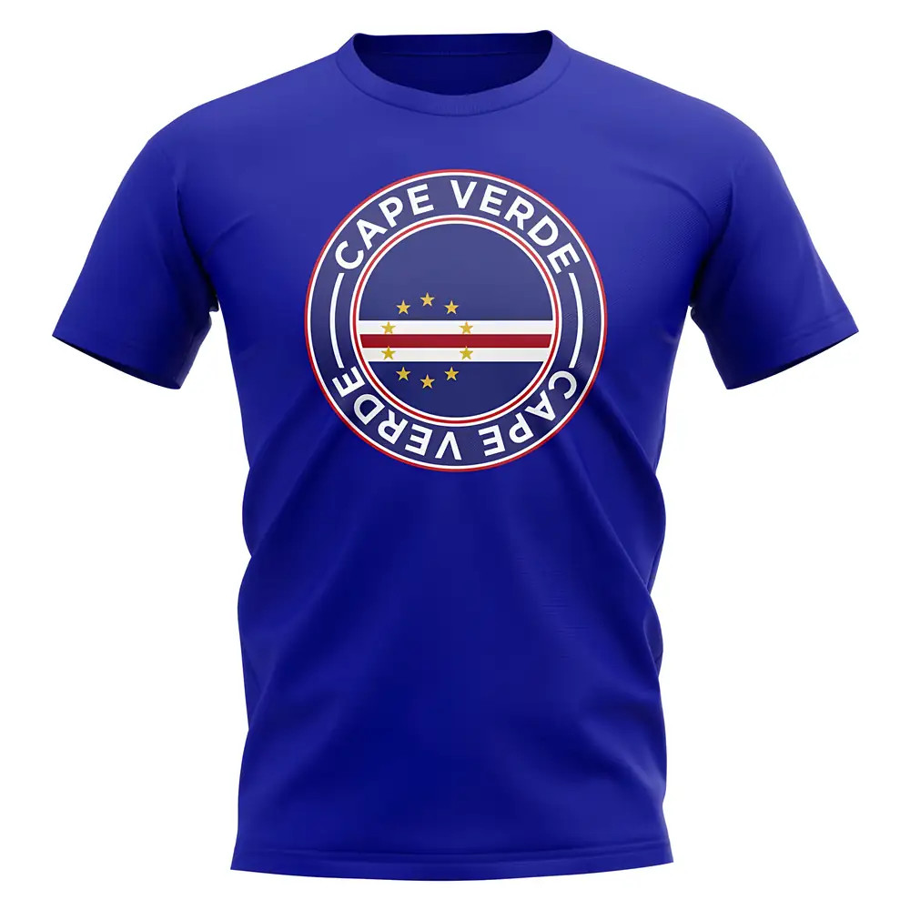 Cape Verde Football Badge T-Shirt (Royal) Polyester Uksoccershop Men's Blue Xxl
