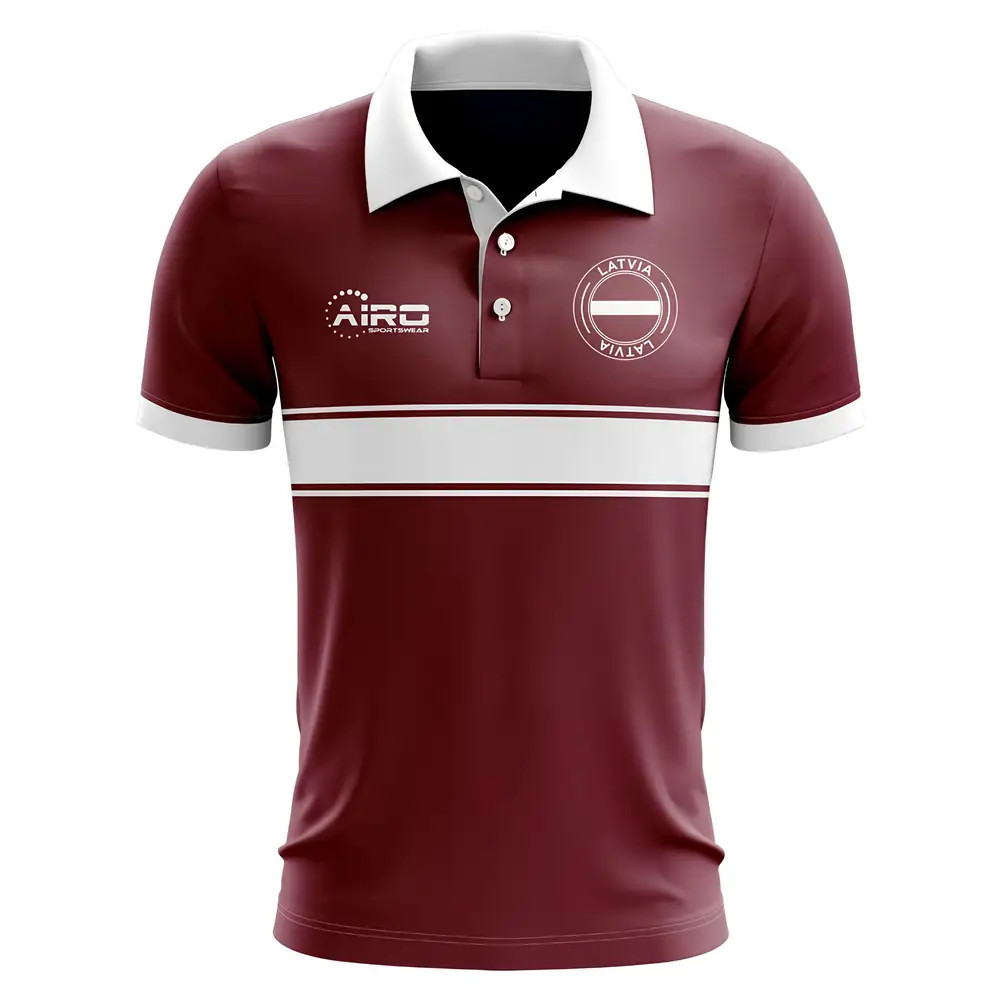 Latvia Concept Stripe Polo Shirt (Maroon) Polyester Made By: Airo Sportswear Men's Maroon 5XL