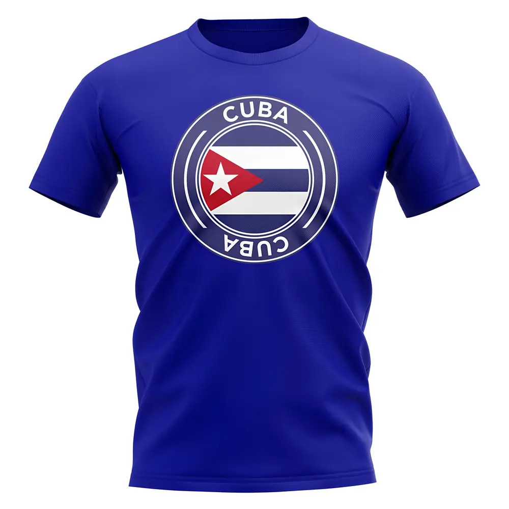 Cuba Football Badge T-Shirt (Royal) Polyester Uksoccershop Men's Blue Extra Small