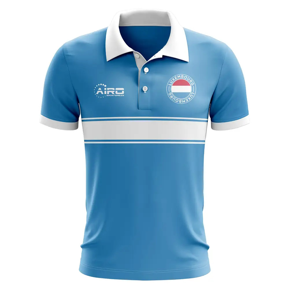 Luxembourg Concept Stripe Polo Shirt (Sky) Polyester Made By: Airo Sportswear Men's Sky 4XL