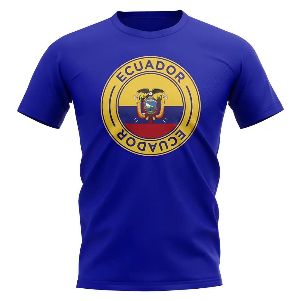 Ecuador Football Badge T-Shirt (Royal) Polyester Uksoccershop Men's Blue Extra Large