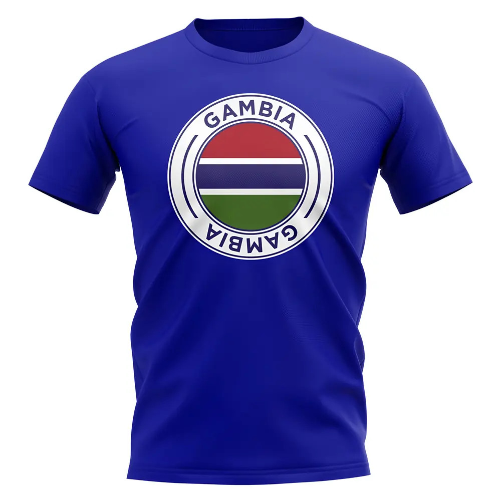 Gambia Football Badge T-Shirt (Royal) Polyester Uksoccershop Men's Blue Medium
