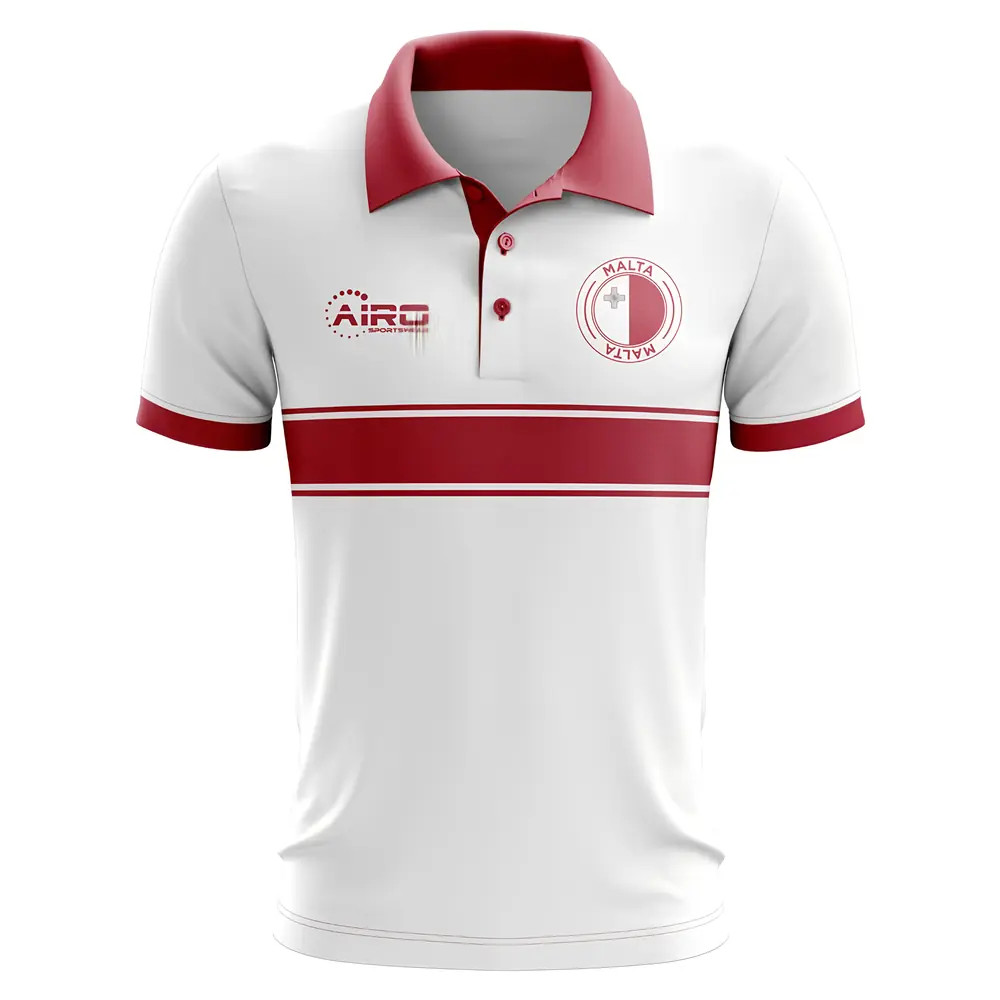 Malta Concept Stripe Polo Shirt (White) Polyester Made By: Airo Sportswear Men's White 4XL