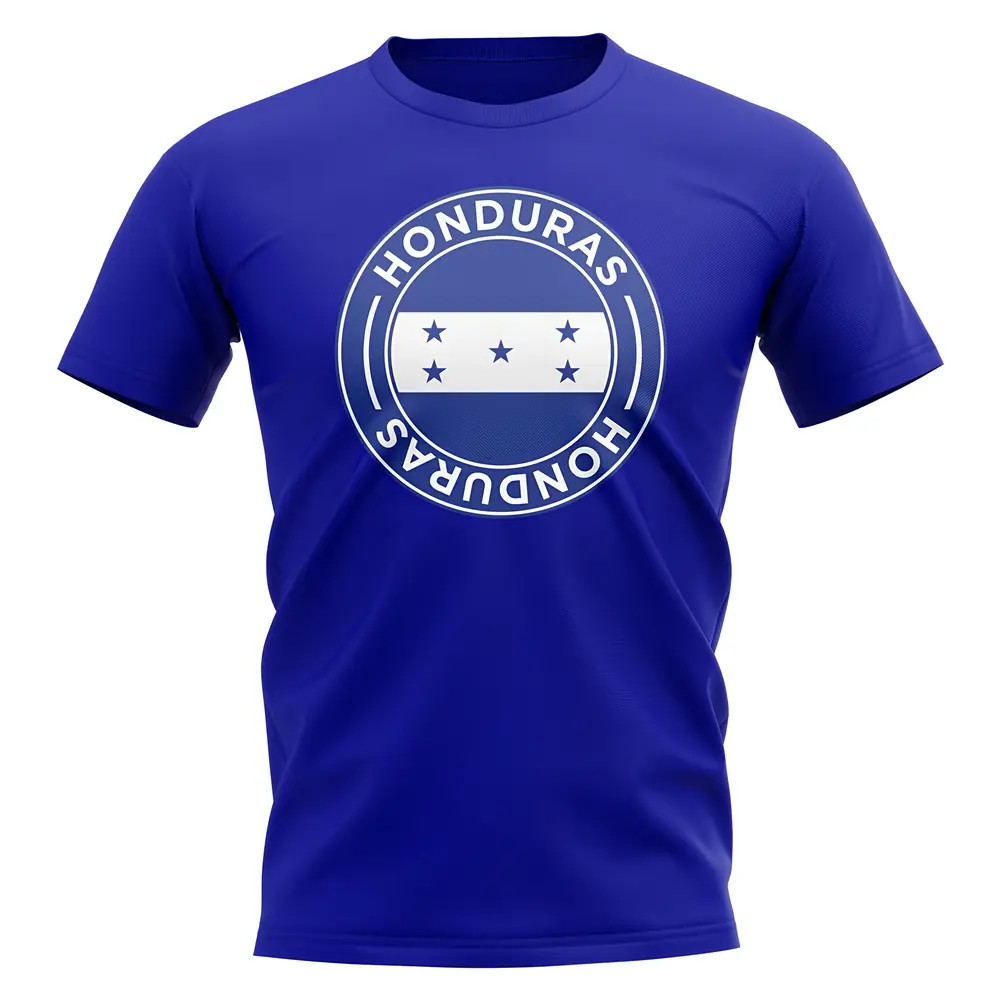 Honduras Football Badge T-Shirt (Royal) Polyester Azerbaijan Uksoccershop Men's Blue Large