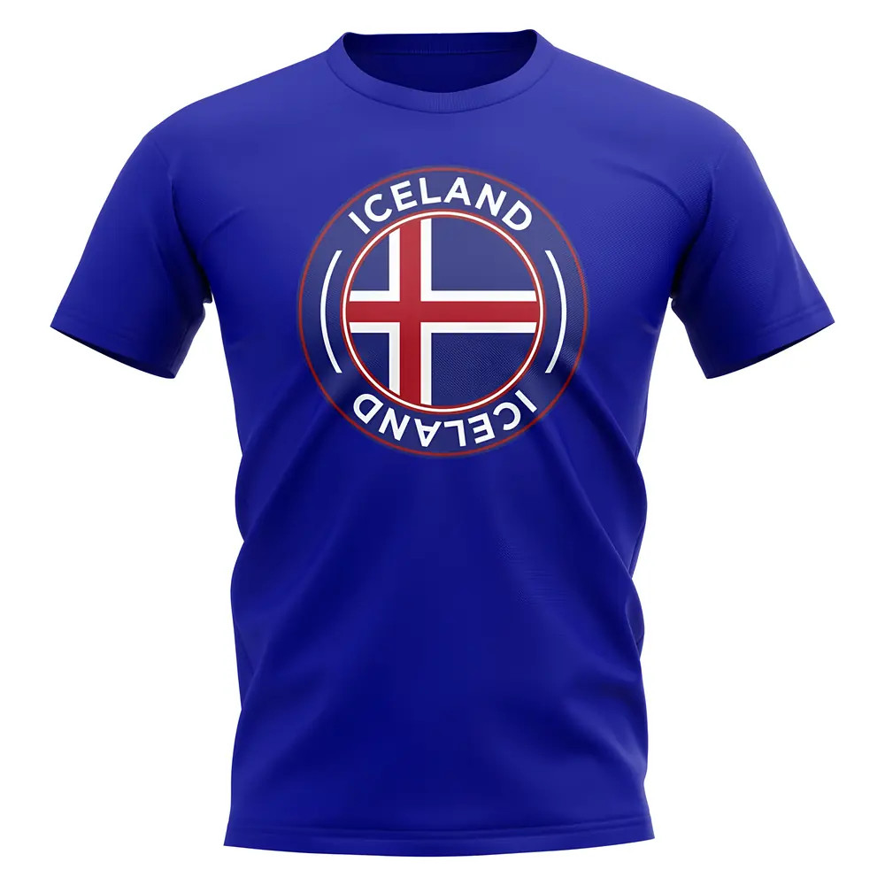 Iceland Football Badge T-Shirt (Royal) Polyester Uksoccershop Men's Blue Extra Large