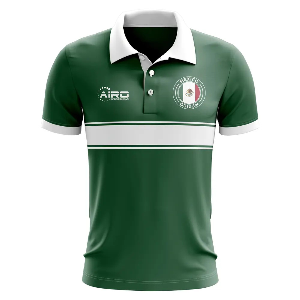 Mexico Concept Stripe Polo Shirt (Green) Polyester Made By: Airo Sportswear Men's Green 4XL