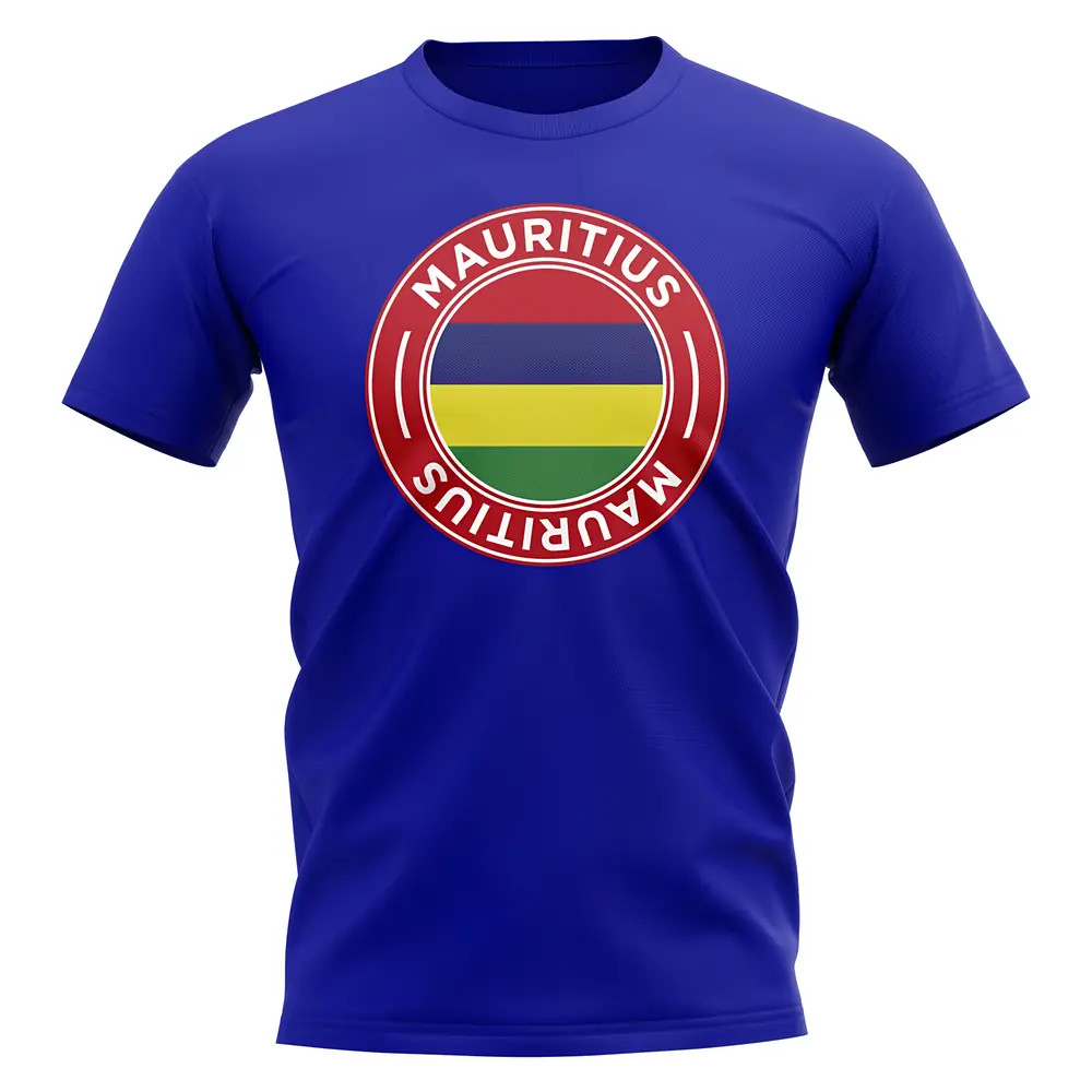 Mauritius Football Badge T-Shirt (Royal) Polyester Uksoccershop Men's Blue Extra Small