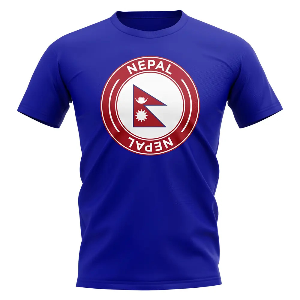 Nepal Football Badge T-Shirt (Royal) Polyester Uksoccershop Men's Blue Xxl