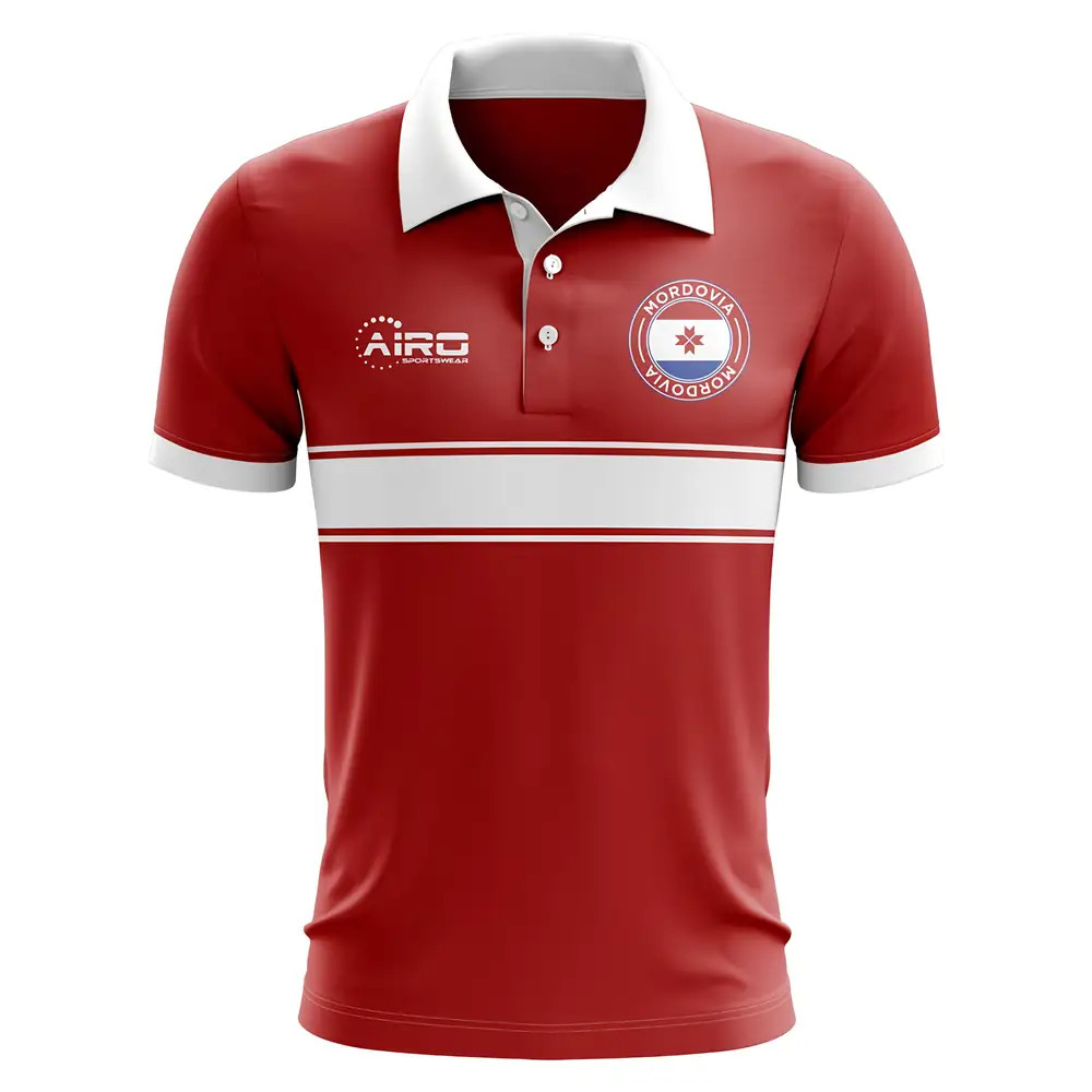 Mordovia Concept Stripe Polo Shirt (Red) Polyester Psg Made By: Airo Sportswear Men's Red Xxl