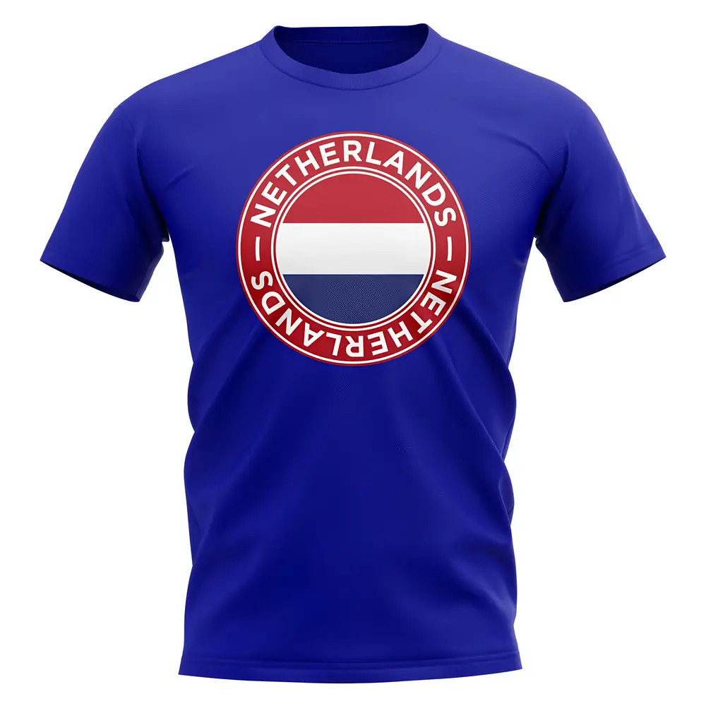 Netherlands Football Badge T-Shirt (Royal) Polyester Newcastle Uksoccershop Men's Blue Xxl