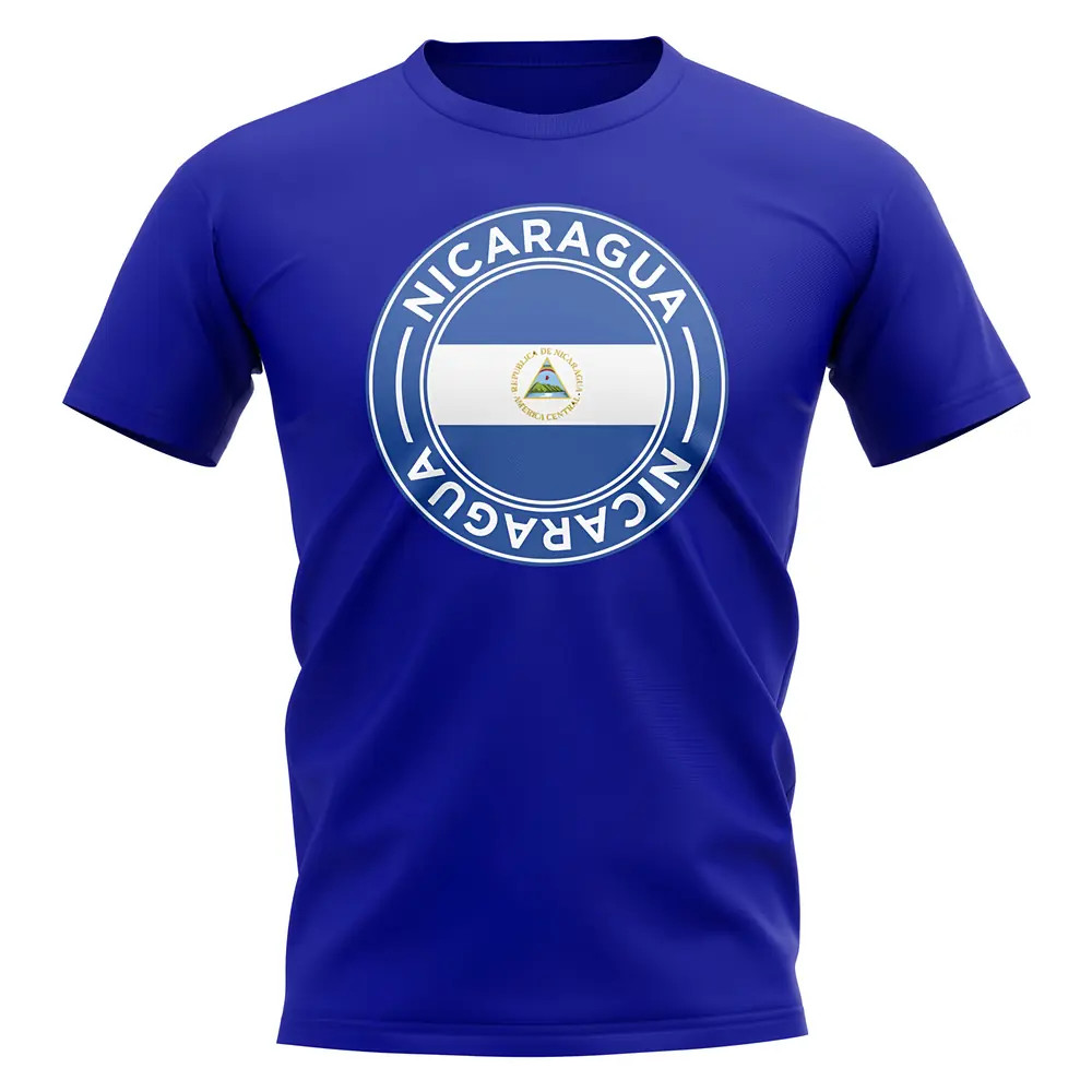 Nicaragua Football Badge T-Shirt (Royal) Polyester Uksoccershop Men's Blue Xxl