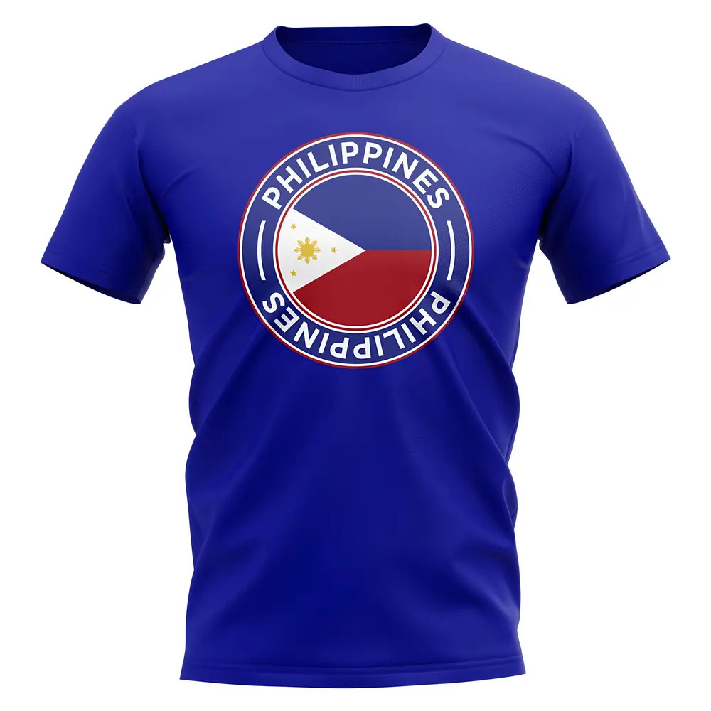 Philippines Football Badge T-Shirt (Royal) Polyester Uksoccershop Men's Blue Xxl