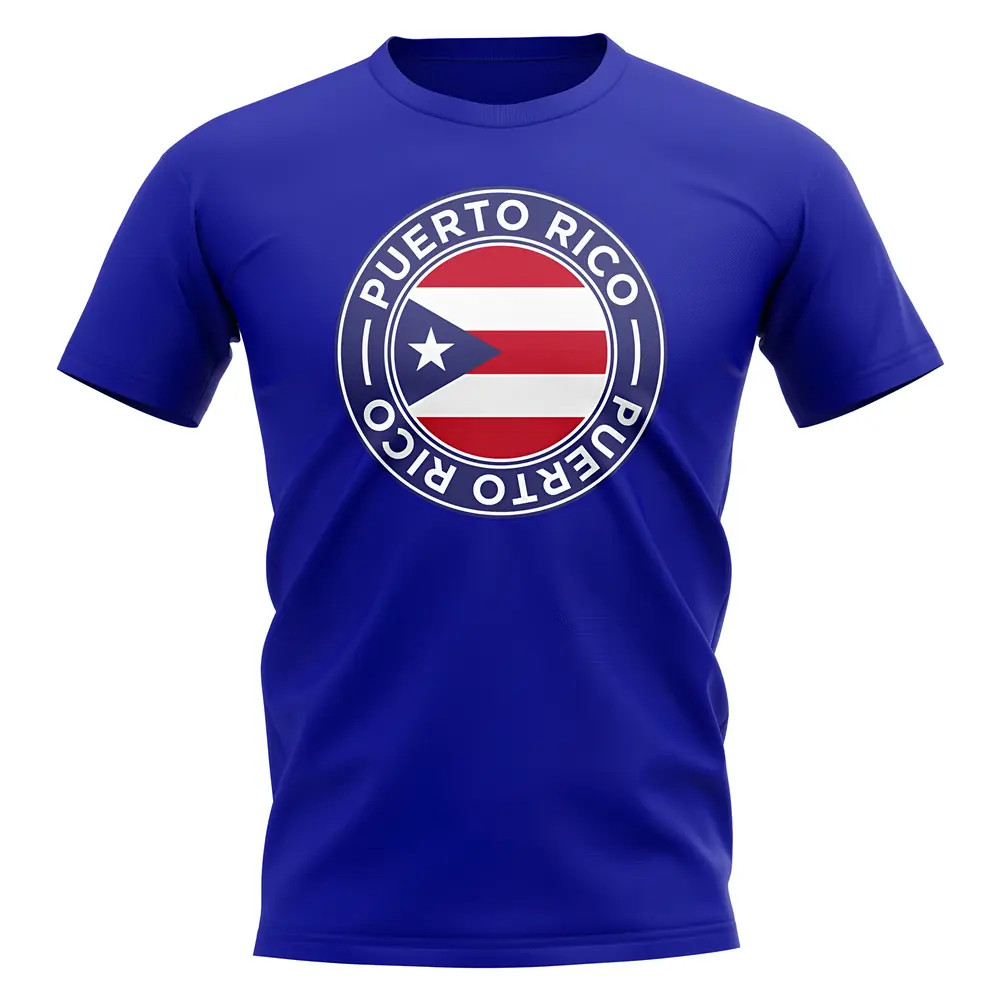 Puerto Rico Football Badge T-Shirt (Royal) Polyester Uksoccershop Men's Blue Xxl