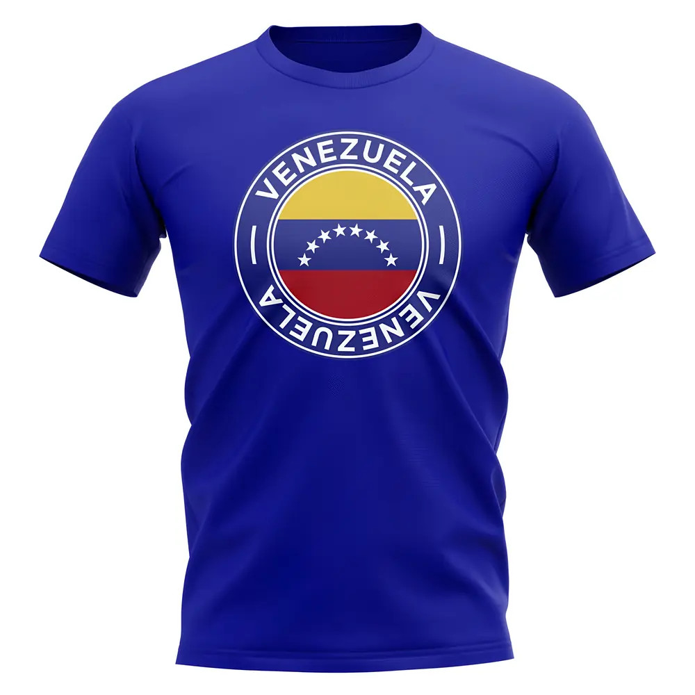 Venezuela Football Badge T-Shirt (Royal) Polyester Uksoccershop Men's Blue Small