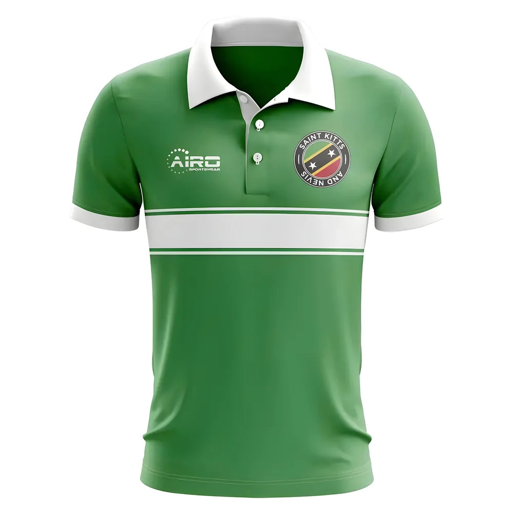 Click to view product details and reviews for Saint Kitts And Nevis Concept Stripe Polo Shirt Green.